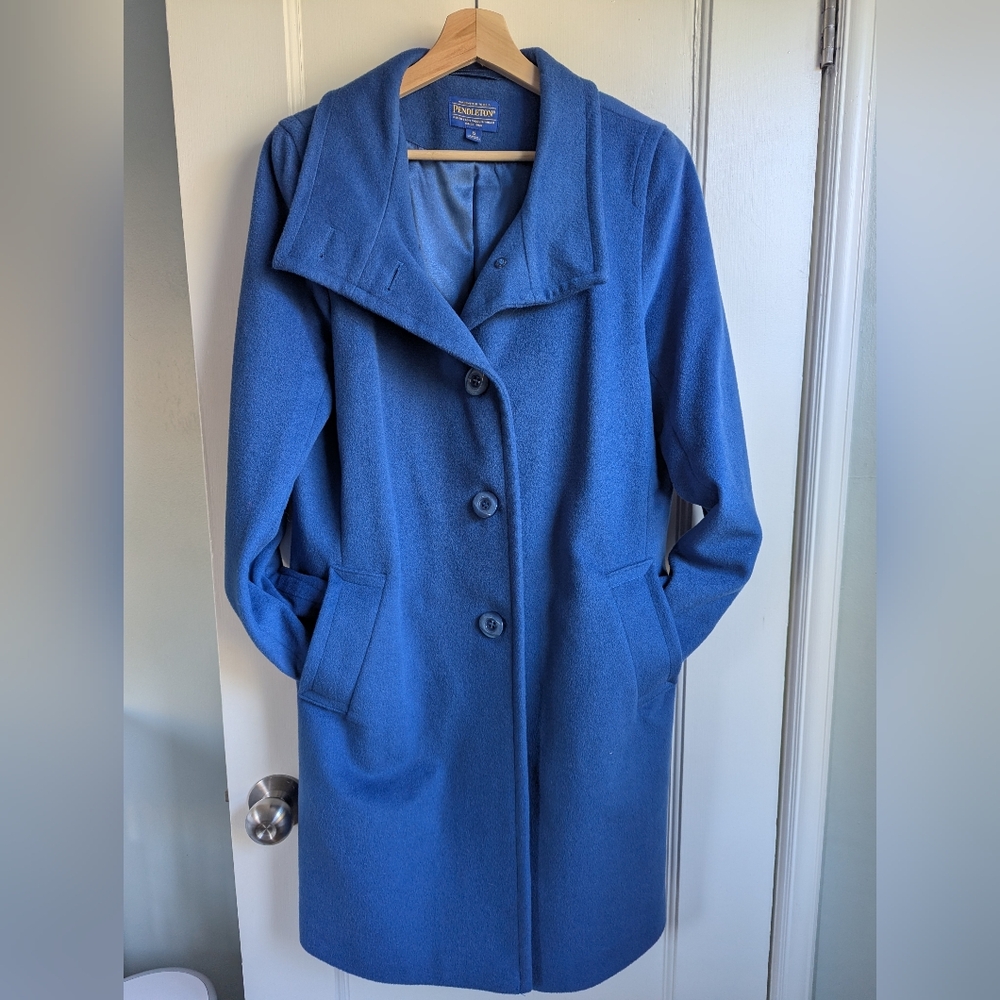 Pendleton Wool Cashmere Midi Coat Funnel Neck